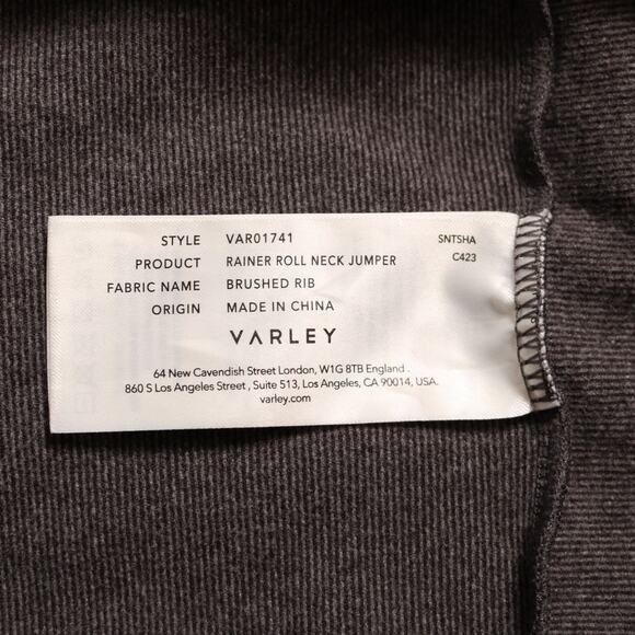 Varley Gray Rainer Brushed Rib Turtleneck Pullover Sweater Soft Jumper Size L - Picture 8 of 12